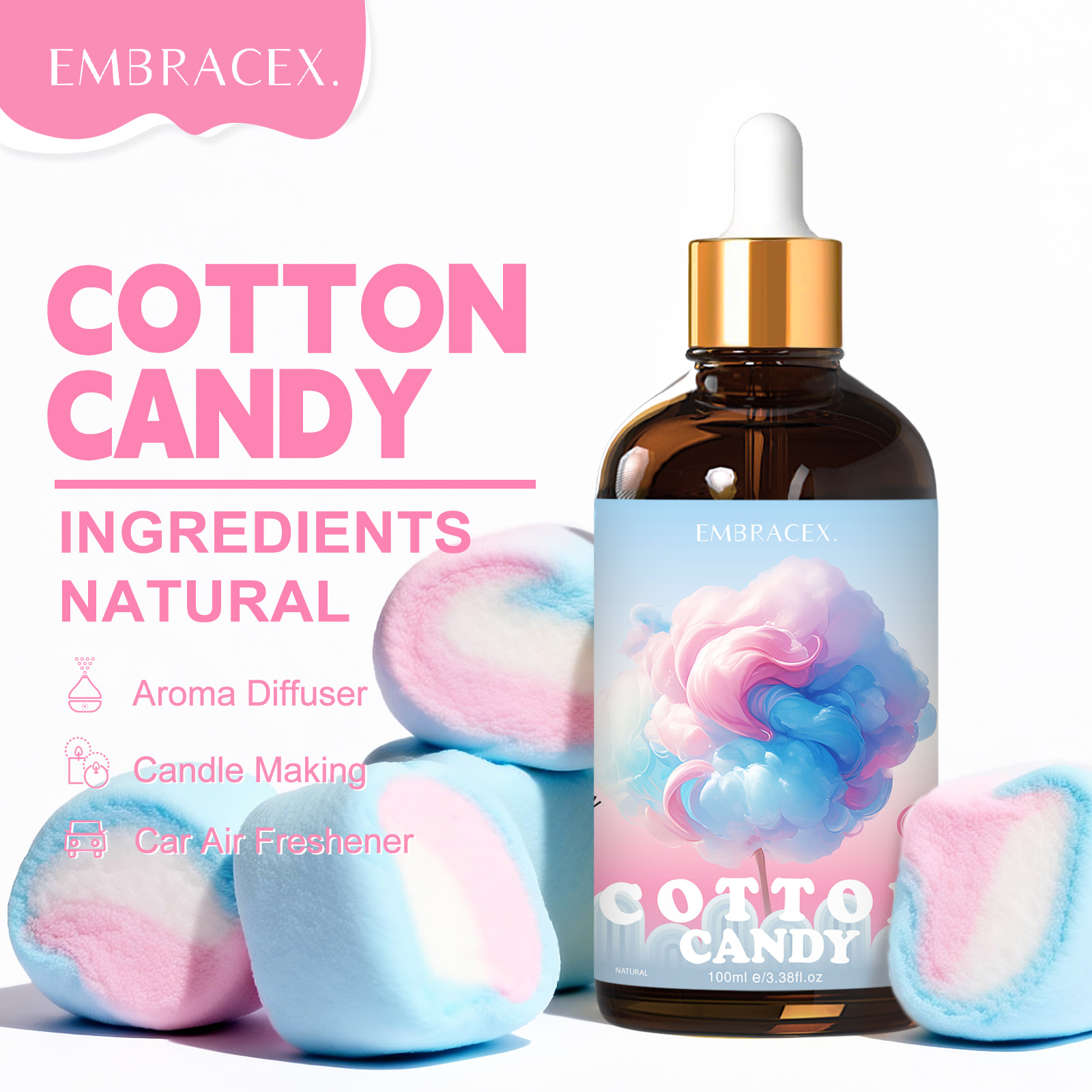 Candle Making Fragrances - 100ml Cotton Candy Fragrance Oils Diffusers