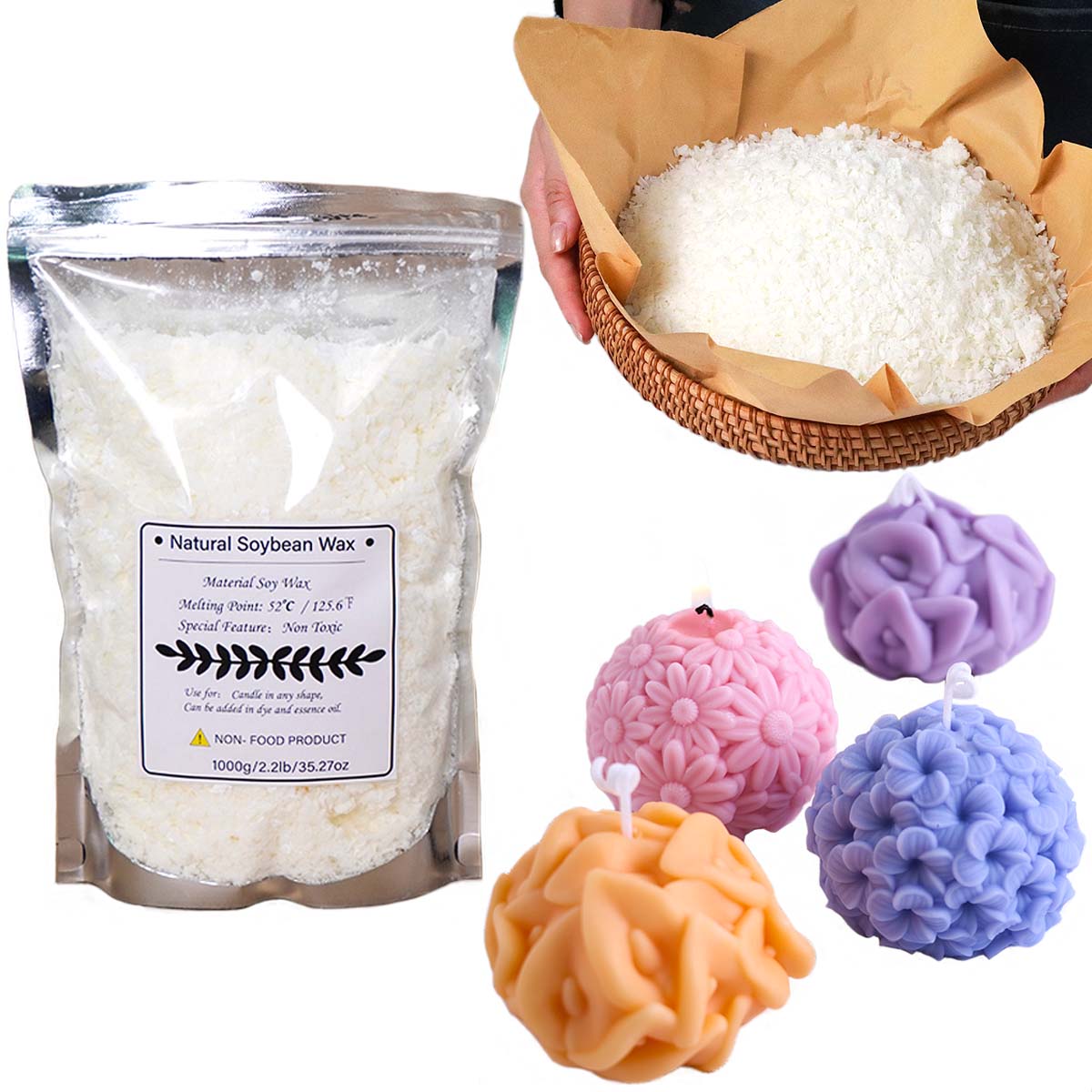 Candle Making Diy Kit - 100/250/500/1000g Natural Soy Wax Flake DIY