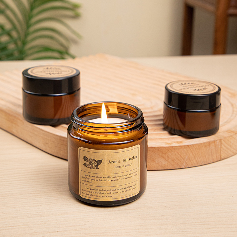 Candle Making Glass Jars - Brown Glass Cup Aromatherapy Candle Smokeless