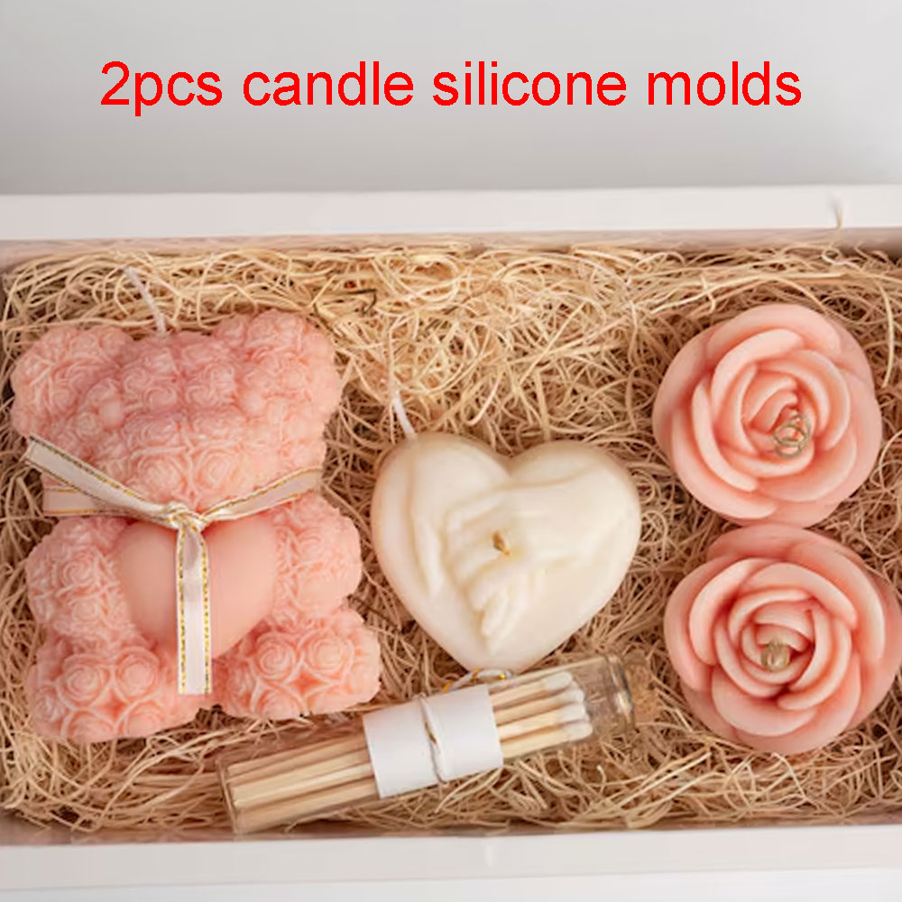 Candle Making Diy Kit - Teddy Bear Heat Rose Silicone Candle