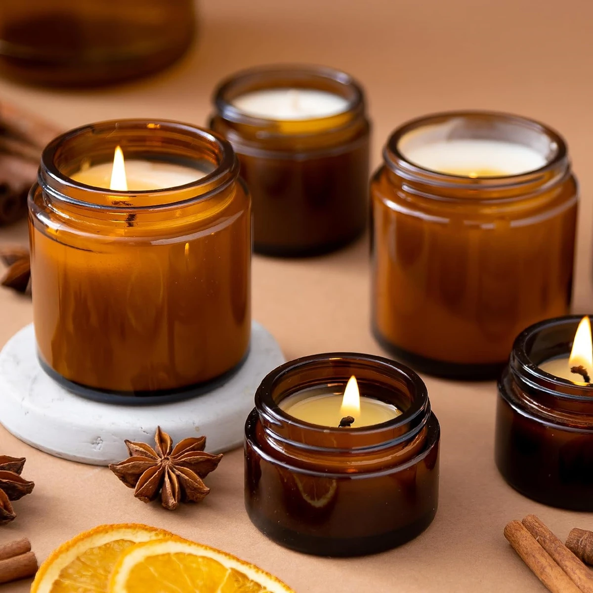 Glass Candle Jars, 4oz Amber R - đánh giá và giá Candle Making Glass Jars