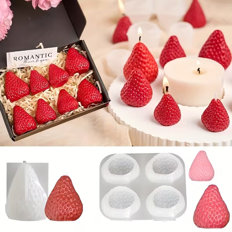 Strawberry Silicone Candle Mol - đánh giá và giá Candle Making Ideas