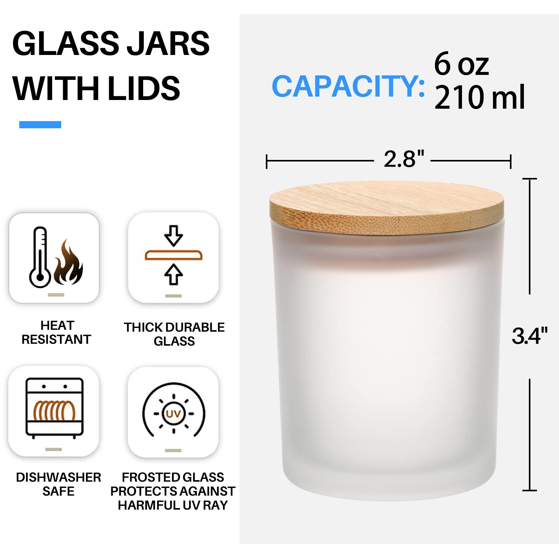 6-Pack 6OZ Frosted Amber Glass - đánh giá và giá Candle Making Glass Jars