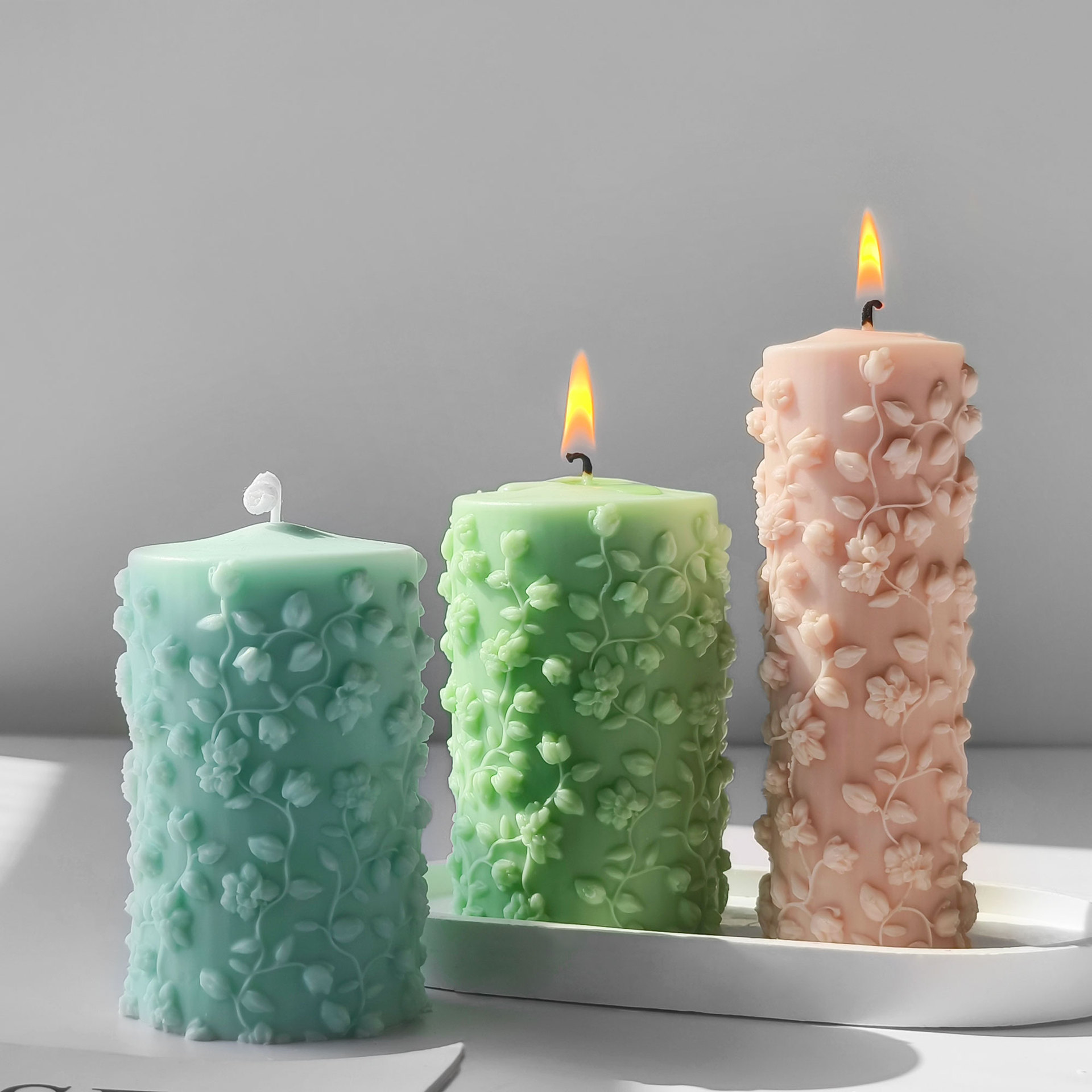 3D Cylinder Embossed Vines Mol - đánh giá và giá Candle Making Vinings
